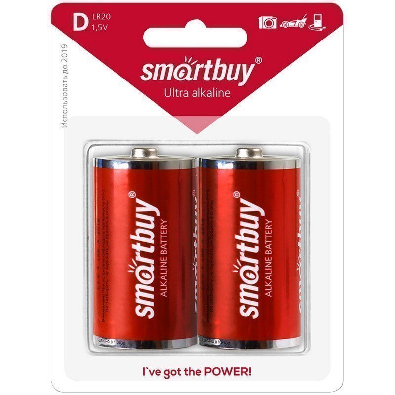 Батарейка SmartBuy D (LR20) алкалиновая, BC2
