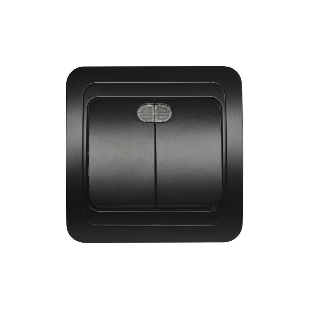 Выключатель 2-клавишный с индикатором Smart Buy "Марс" SBE-02b-10-SW2-1-c черный