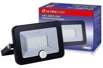 Прожектор ULTRAFLASH LFL-2001 C02 светодиодный, 20Вт, 6500К, IP65 черный