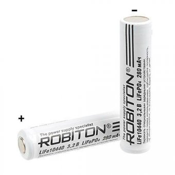 Аккумулятор незащищенный ROBITON LiFe10440 280мАч PK1