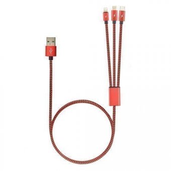 Кабель ROBITON P12 Multicord USB A - MicroUSB/Type-C/8pin, 1м красный PH1