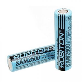 Аккумулятор незащищенный ROBITON SAM2500 20А (Samsung 18650-25R) PK1