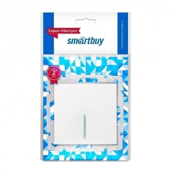 Выключатель проходной 1-клавишный с индикатором Smart Buy "Нептун" SBE-05w-10-SW12-1 белый