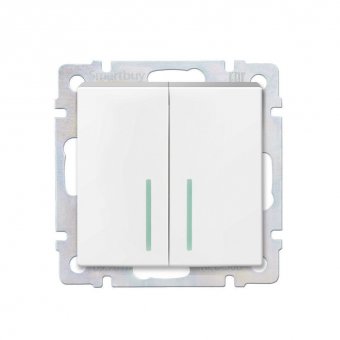 Выключатель проходной 2-клавишный с индикатором Smart Buy "Нептун" SBE-05w-10-SW22-1 белый