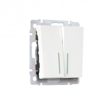 Выключатель проходной 2-клавишный с индикатором Smart Buy "Нептун" SBE-05w-10-SW22-1 белый