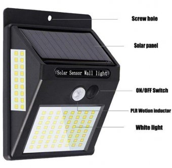 Настенный уличный светильник на солнечных батареях 100 LED MFYH43