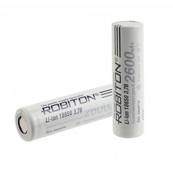 Аккумулятор Li-ion незащищенный 18650 ROBITON LI186NP2600LT 35А, 2600 мАч