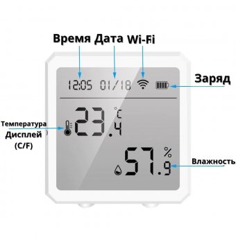 Wi-Fi датчик температуры и влажности ANYSMART, белый