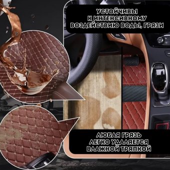 Комплект ковриков в машину Audi Q7 4M MK2 2016-2022 из искусственной кожи, Luxury Gift Premium, черный