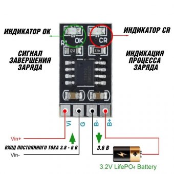 Выделенный модуль зарядного устройства 3,2 В LiFePO4, 3,6 В 1A CV/ CC, 4 шт