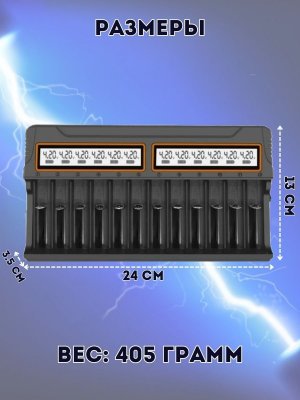 Зарядное устройство PowerNest для аккумуляторов Li-Ion, АА,ААА, 12 каналов
