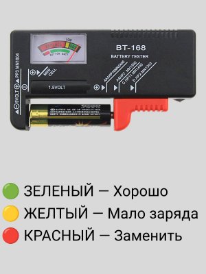 Универсальный тестер батареек BT-168 1,5-9В Аналоговый