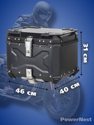 Мотокофр алюминиевый 55 л для мотоцикла, скутера для путешествий Премиум PowerNest 229311