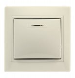 Выключатель "Венера" Smart Buy 1-клавишный SBE-01i-10-SW1-1-c, бежевый с индикатором