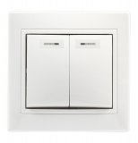 Выключатель "Венера" Smart Buy 2-клавишный с индикатором SBE-01w-10-SW2-1, белый