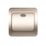 Выключатель 1-клавишный с индикатором Smart Buy "Марс" SBE-02c-10-SW1-1-c шампань