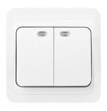 Выключатель 2-клавишный с индикатором Smart Buy "Марс" SBE-02w-10-SW2-1-c белый, керамика